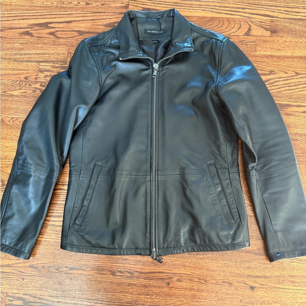 John Varvatos Black Leather Jacket
